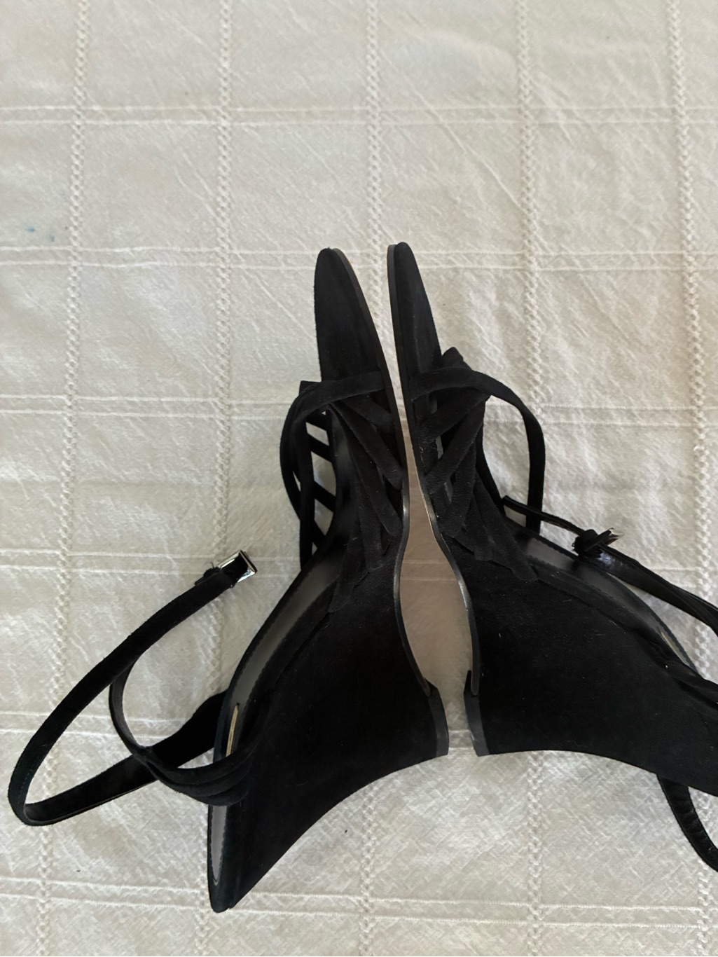 Y2k Max Studio Suede Wedge Heels Leather Sole 8.5 — image 7 of 8